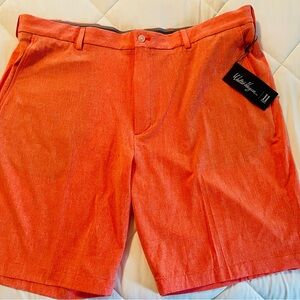 NWT! Walter Hagen Tangerine Grid Flat Front Shorts